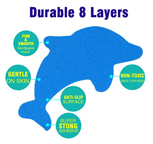 S&X Bathtub Non Slip Stickers,Grippy Dolphin Adhesive S&amp;X Bathtub Non Slip Stickers,Grippy Dolphin Adhesive Security Treads for Bathtubs/Showers/Swimming pools/Bogs/Stairs,4.7 Inch X 3.9 Inch,12-Pack.