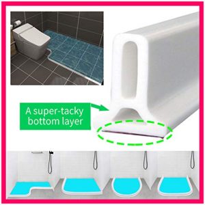 Collapsible Threshold Water Dam - Self-Adhesive Bendable Silicone Bath Shower Barrier Retainer - Waterproof Water Flow Block Seal Strip - Home Retention System Bathroom Kitchen (2M/78.7'', White)