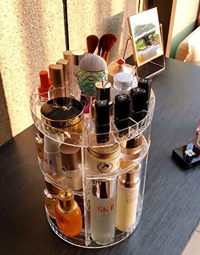 JOYWEE Makeup Organizer, 360 Degree Rotating Adjustable Make-up Organizer, 360 Diploma Rotating Adjustable Beauty Storage Show Case with 8 Layers Giant Capability, Matches Jewellery, Make-up Brushes, Lipsticks and Extra, Clear Clear.