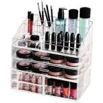 Cosmetic Makeup and Jewelry Storage Display Case Acrylic Organizer for Vanity, Dresser, Countertop –Compartments Large Capacity Fits All Cosmetics and Skincare Products - Beautiful and Functional