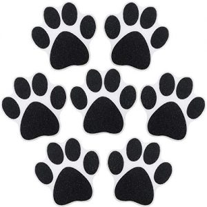 10 Pieces Non-Slip Bathtub Stickers Adhesive Paw Print Bath Treads Non Slip Traction to Tubs Bathtub Stickers Adhesive Decals Anti-Slip Appliques for Bath Tub Showers, Pools, Boats, Stairs (Black)