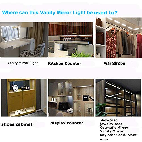Led Vanity Mirror Lights, Hollywood Style Vanity Make Up Light Led Vainness Mirror Lights, Hollywood Fashion Vainness Make Up Gentle, 10ft Extremely Shiny White LED, Dimmable Contact Management Lights Strip, for Make-up Vainness Desk &amp; Lavatory Mirror, Mirror Not Included.