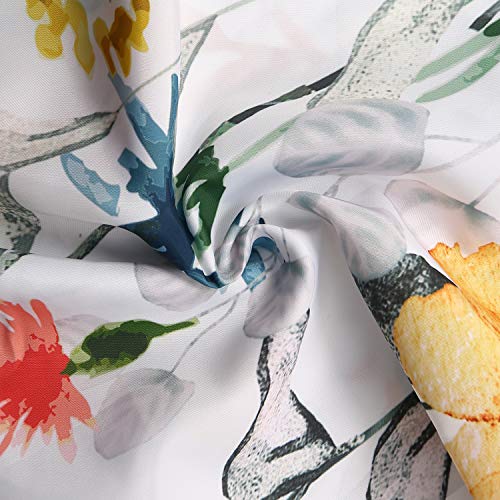 LIVILAN Fabric Floral Shower Curtain Set LIVILAN Material Floral Bathe Curtain Set with 12 Hooks Watercolor Ornamental Bathtub Curtain Trendy Toilet Equipment, Machine Washable, Multi-Coloration Flowers and Leaves, 72" X 72".