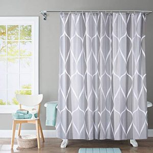 JRing Shower Curtain Polyester Fabric Machine Washable with 12 Hooks 72x72 Inch (Grey)
