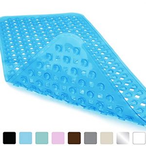 Yimobra Original Bath Tub and Shower Mat Extra Long, Non-Slip with Drain Holes, Suction Cups, Phthalate Free, Machine Washable Materials Bathroom Mats (34.5 x 15.5 Inch, Clear Blue)
