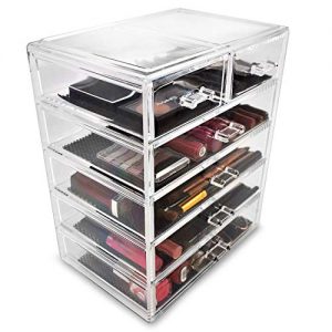 Sorbus Cosmetics Makeup and Jewelry Big Storage Case Display - Stylish Vanity, Bathroom Case (4 Large, 2 Small Drawers, Clear)