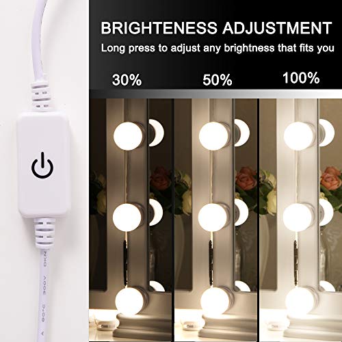 Chende Hollywood Style LED Vanity Mirror Lights Kit Chende Hollywood Model LED Self-importance Mirror Lights Package with Dimmable Mild Bulbs, Lighting Fixture Strip for Make-up Self-importance Desk Set in Dressing Room (Mirror Not Embody).