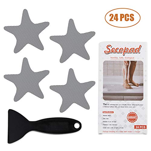 Anti Slip Shower Stickers Safety Bathtub Strips Adhesive Decals with Premium Scraper (Gray)