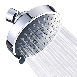 Shower Head High Pressure Rain Fixed Showerhead Rainfall 5-Setting with Adjustable Metal Swivel Ball Joint - Relaxed Shower Experience Even at Low Water Flow & Pressure Aisoso