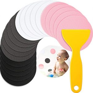 40 Pieces Non-Slip Bathtub Stickers with Installation Scraper Safety Bathroom Tubs Showers Treads Adhesive Decals Anti-slip Appliques for Bath Tub Showers, Pools, Stairs (Pink, White, Black, Gray)