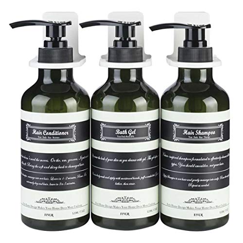 Frylr Wall-Mounted Shower Dispenser 3 Chambers (17.5 Oz Each) No Drilling Bathroom Lotion Dispensers Self-Adhesive Plastic Pump Bottles Empty for Shampoo/Conditioner Filling Dark Green