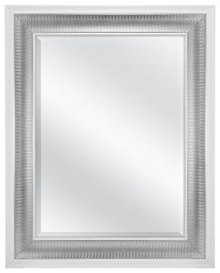 MCS 18x24 Inch Beveled Wall Mirror White and Woven Silver Finish, 24.5 x 30.5 Inch