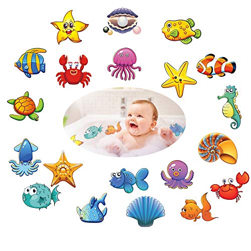 MUMULULU Non-Slip Bathtub Stickers Pack of 20 Large Sea Creature Decal Treads Best Adhesive Safety Anti-Slip Appliques for Bath Tub and Shower Surfaces