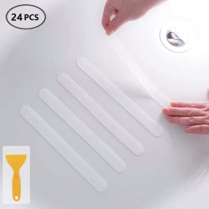 Anti Non Slip Bathtub Shower Stickers, Safety Bathtub Non Slip Stickers, Anti Skid Treads Tape for Shower,Tub,Steps, Floor-Strength Adhesive Grip Appliques for Baby,Senior,Adult 8 0.8In 24 pcs