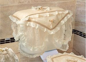 Violet Linen Luxurious and Elegant Eden Lace Style Bathroom Tank Cover, Gold