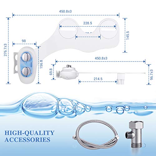 Bidet, SNAN Non-Electric Bidet Toilet Attachment Bidet, SNAN Non-Electrical (Frontal and Rear/Female Wash) Bidet Bathroom Attachment with Self-Cleansing Twin Nozzle, Contemporary Water Bathroom Bidet with Adjustable Water Stress for Simple Set up.