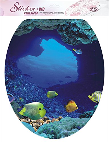 DNVEN 13 inches x 15 inches, Tropical Fish Undersea Ocean DNVEN 13 inches x 15 inches Tropical Fish Undersea Ocean Beneath Water Toilet Rest room Seat Lid Cowl Decals Stickers.
