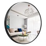 NeuType Round Mirror Metal Framed Wall-Mounted Mirror Hanging Mirror for Bathroom, Washroom, Bedroom, Living Room (Black, 24" x 24")