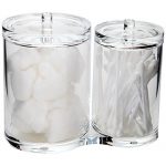 ARAD Cotton Ball and Swabs Holder Acrylic – Two Compartments with Separate Lids – Large Capacity for Bathroom Items