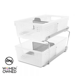 madesmart 2 W Two Tier Organizer, Large, Frost-with Dividers