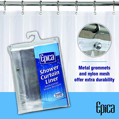 EPICA Strongest Mildew Resistant Shower Curtain Liner EPICA Strongest Mildew Resistant Bathe Curtain Liner on The Market-100% Anti-Bacterial 10 Gauge Heavy Responsibility Liner-Waterproof-72x72 Inches-Clear.