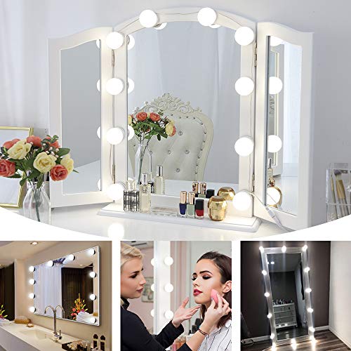 Chende Hollywood Style LED Vanity Mirror Lights Kit Chende Hollywood Model LED Self-importance Mirror Lights Package with Dimmable Mild Bulbs, Lighting Fixture Strip for Make-up Self-importance Desk Set in Dressing Room (Mirror Not Embody).