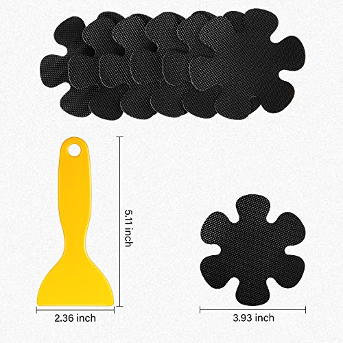 Mudder 40 Pieces Bathtub Stickers Non-Slip Mudder 40 Items Bathtub Stickers Non-Slip Black Flower Formed Tub Treads Anti-Slip Appliques with Yellow Scraper for Bathtubs, Stairs, Bathe Rooms and Different Moist Surfaces.