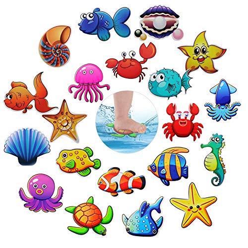 Hangnuo Non-slip Bathtub Stickers, 20 Set Sea Creatures Anti Slip Decals Safety Adhesive Appliques for Baby Bath Tub