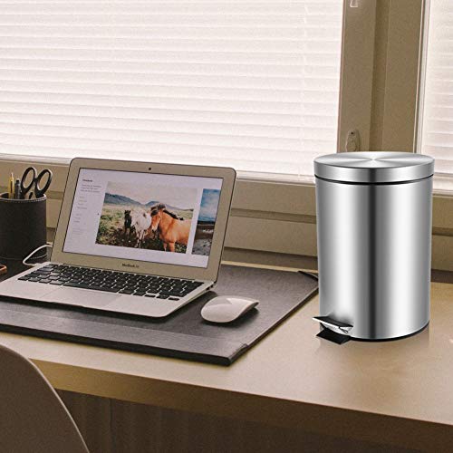 Mini Trash Can with Lid Soft Close, Magdisc Round Bathroom Trash Can Mini Trash Can with Lid Delicate Shut, Magdisc Spherical Toilet Trash Can with Detachable Inside Wastebasket, Anti-Fingerprint Brushed Stainless Metal Trash Can, 0.8Gal/3L.