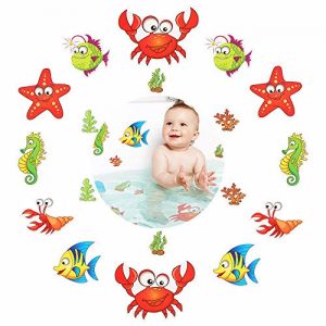 Pack of 18,Non Slip Bathtub Stickers,Adhesive Decals with Bright Colors,Ideal Large Appliques for Your Family's Safety,Suit for Bath Tub,Stairs,Shower Room & Other Slippery Surfaces.(Shrimp and Crab)
