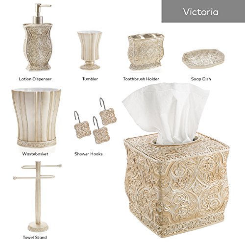 Creative Scents Square Tissue Box Cover – Decorative Bathroom Inventive Scents Sq. Tissue Field Cowl – Ornamental Rest room Tissue Holder is Completed in Stunning Victoria Assortment for Cute Elegant Rest room Decor (Beige).