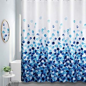 QueenDream Shower Curtain Fabric Blue Colorful with Hooks Bath Fall Curtains Waterproof 72x72 Inches