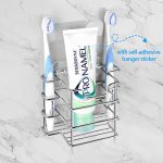 Linkidea Toothbrush Holder, Stainless Steel Multifunctional 1+2 Slot Toothbrush Holder Wall Mounted for Bathroom Shower, Wall Toothbrush Holder Stand for Electronic Toothbrush, Toothpaste, Razor