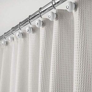 mDesign Hotel Quality Polyester/Cotton Blend Fabric Shower Curtain with Waffle Weave and Rust-Proof Metal Grommets for Bathroom Showers and Bathtubs - 72" x 72" - Cloud Gray