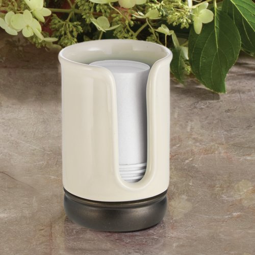 iDesign York Ceramic Disposable Paper and Plastic Cup Dispenser iDesign York Ceramic Disposable Paper and Plastic Cup Dispenser Holder for Grasp, Visitor, Children' Toilet Self-importance and Counter tops, 2.75" x 2.75" x 4.5", Vanilla and Bronze.