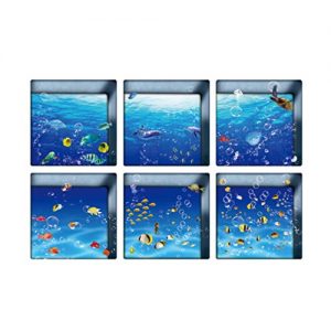 Garneck 6 Pcs 3D Bathtub Stickers Ocean World Pattern Waterproof Non-Slip Bathtub Appliques Wall Stickers Bathtub Decals for Toilet Bathroom 13x13cm