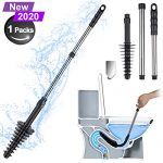 BROOM Toilet Plunger, 2020 Upgraded Two Sections Detachable Plunger for Bathroom, Toilet Dredge Tool, Stainless Steel Handle Clog Remover, Squeegee, Drain Cleaner, Hook Included (1 Pack, Black)