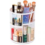 Rotating Makeup Organizer, 360 Spinning Makeup Organizers Storage Rack with Brushes Holder Shelves, for Bathroom Countertop and Makeup Vanity, 7 Layers with 4 Trays for Cosmetics, Perfume, White…