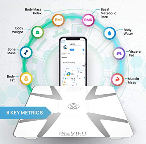INEVIFIT Smart Body Fat Scale, Highly Accurate Bluetooth Digital INEVIFIT Sensible Physique Fats Scale, Extremely Correct Bluetooth Digital Rest room Physique Composition Analyzer, Measures Weight, Physique Fats, Water, Muscle, BMI, Visceral Fats &amp; Bone Mass for Limitless Customers.