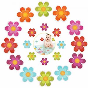 Pack of 20,Non Slip Bathtub Stickers,Adhesive Decals With Bright Colors,Ideal Large Appliques For Your family's Safety,Suit for Bath Tub,Stairs,Shower Room & Other Slippery Surfaces.(Bright Flowers)
