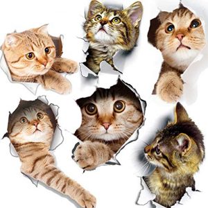 6PCS 3D Wall Stickers Cats Self Adhesive, Kids Wall Decals/Removable Vinyl Art Murals for Living Room Baby Rooms Bedroom Toilet House Wall DIY Decoration