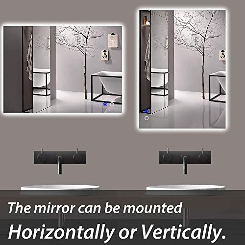 Keonjinn 40"x 24", Backlit Bathroom Mirror Wall Mounted Keonjinn 40"x 24" Backlit Rest room Mirror Wall Mounted Anti-Fog Make-up Mirror with LED Mild Over Self-importance (Horizontal/Vertical).