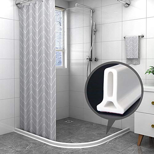 Collapsible Threshold Water Dam for Shower Stall Collapsible Threshold Water Dam for Bathe Stall, Silicone Bathe Barrier Retains Water Inside Bathe Pan, Bathe Base Water stopper Dry And Moist Separation (66 inches, white).