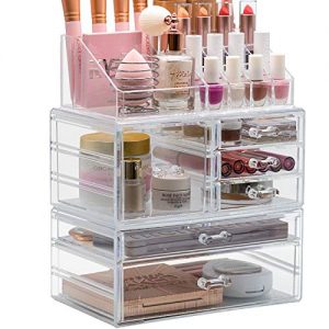 Sorbus Cosmetic Makeup and Jewelry Storage Case Display Organizer - Spacious Design - Great for Bathroom, Dresser, Vanity and Countertop (Large)