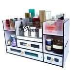 FChome Cosmetic Storage Boxes with Drawers,Acrylic and PVC Jewelry Cosmetic Display Cases Makeup Organizer Set (A)