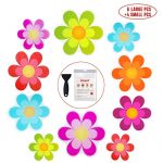 Bathtub Stickers Non-Slip, 10 PCS Safety Shower Treads Adhesive Bright Flowers Appliques with Premium Scraper