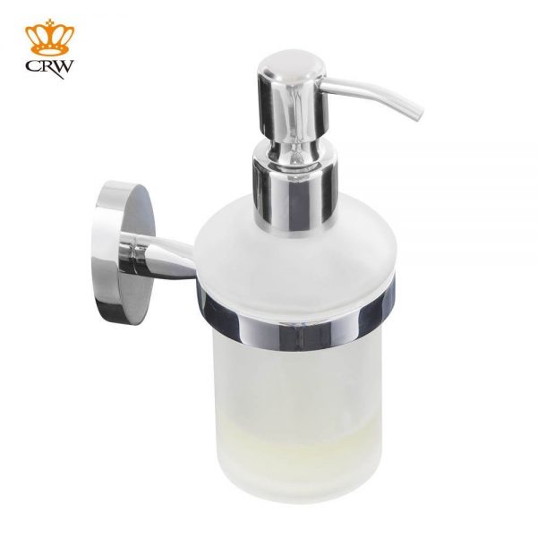 CRW® 8oz Liquid Soap Dispenser Pump,Wall Mount Soap/Lotion Dispenser Pump Ideal for Bathroom or Kitchen, Home Hotel - Frosted Glass/Stainless Steel 90016