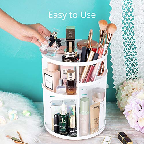 Rotating Makeup Organizer, 360 Spinning Makeup Organizers Rotating Make-up Organizer, 360 Spinning Make-up Organizers Storage Rack with Brushes Holder Cabinets, for Lavatory Countertop and Make-up Self-importance, 7 Layers with 4 Trays for Cosmetics, Fragrance, White.