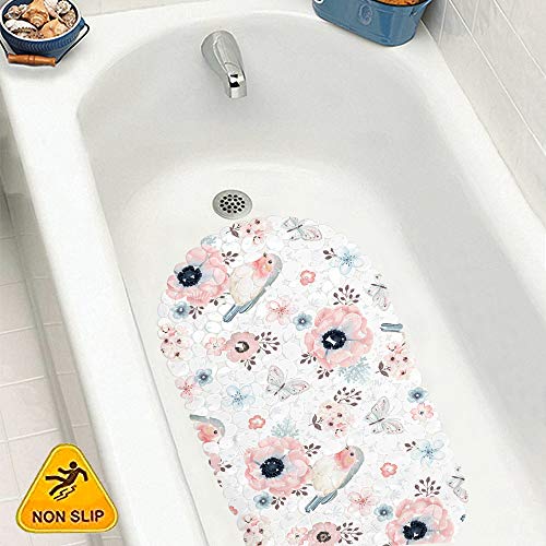 iProTech Bath Tub Shower Mat,Non-Slip Machine-Washable iProTech Bathtub Tub Bathe Mat,Non-Slip Machine-Washable Lovely Pebble Bathtub Mat with Suction Cups and Drain Holes 14"x27" (Multi-Coloured Chicken).
