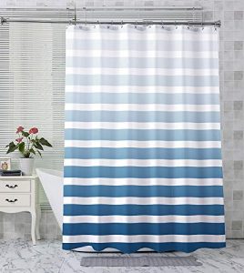 AmazerBath Fabric Shower Curtain, Blue Gradient Stripe Polyester Fabric Shower Curtains Decorative Curtains for Bathroom Hotel Quality, 72 X 72 Inches